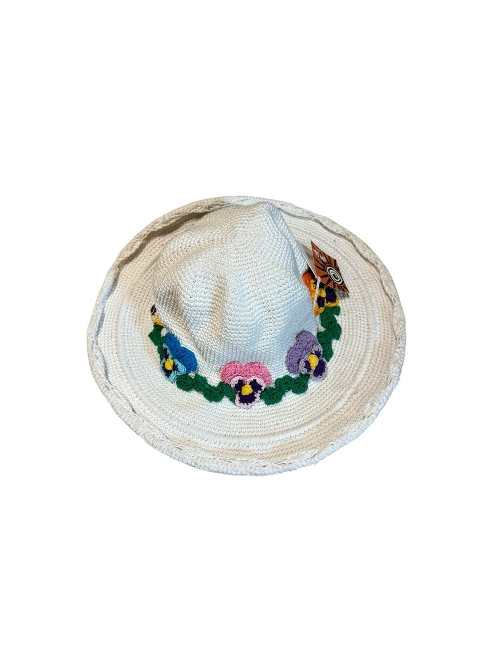 100% cotton, knit floral bucket hat, o/s